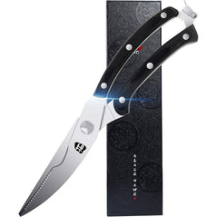 TUO Black Hawk heavy-duty kitchen food scissors with stainless steel blades, designed for cutting and kitchen tasks.