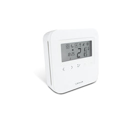 Salus digital programmable thermostat AHTR5024 with 3-wire connection, 24VAC, showing digital display and wiring terminals.