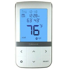 Salus wireless radiant thermostat with digital display and control buttons, designed for home heating system management.