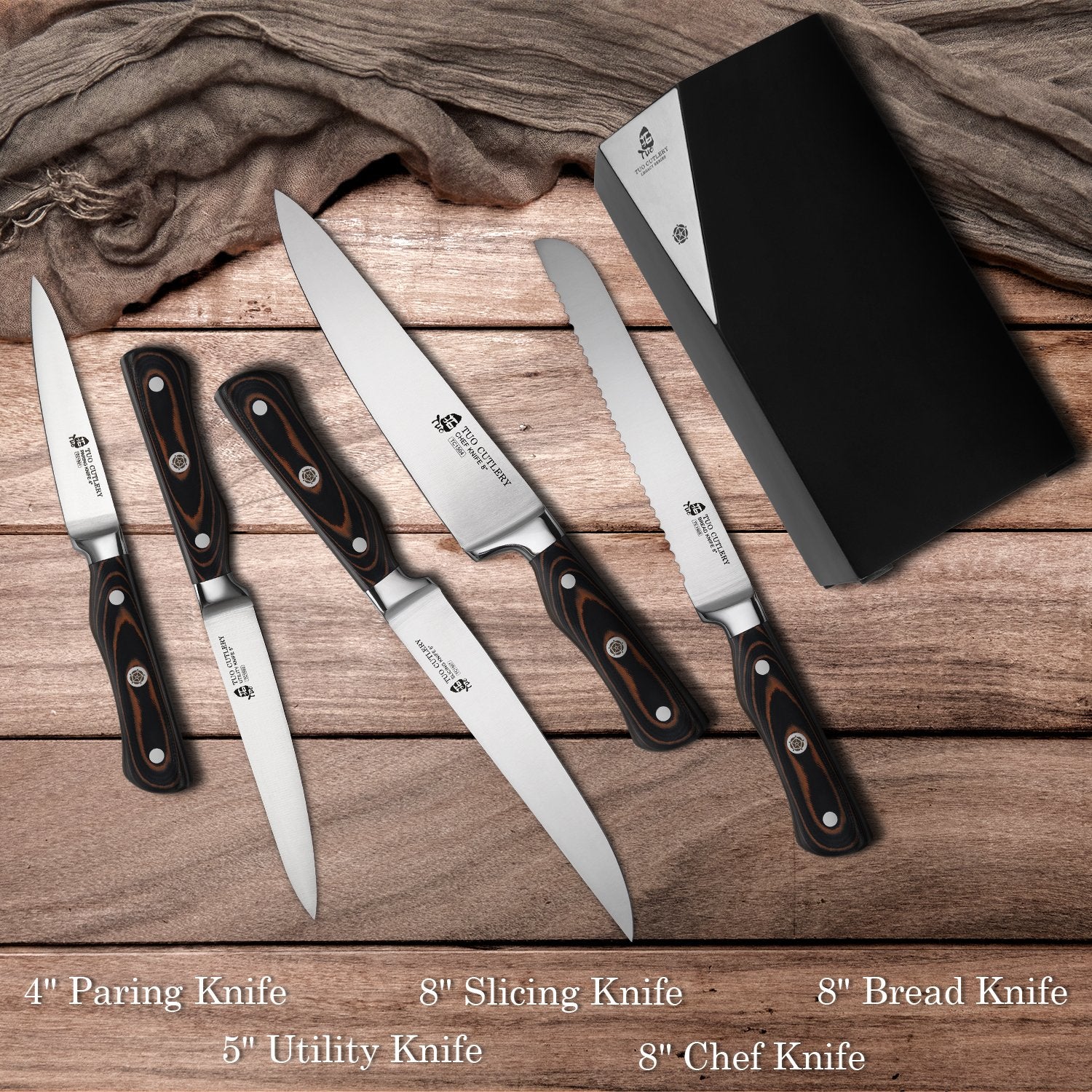 6Pcs Stainless Steak Knife Set Professional Serrated Knives Kitchen Cutlery  Gift