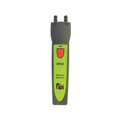 Test Products International TPI SP620C1 dual input differential manometer showing digital display and measurement ports.