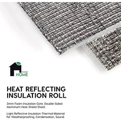 EconoHome heat reflecting insulation roll for home and garden, with shiny reflective surface and insulation materials visible.