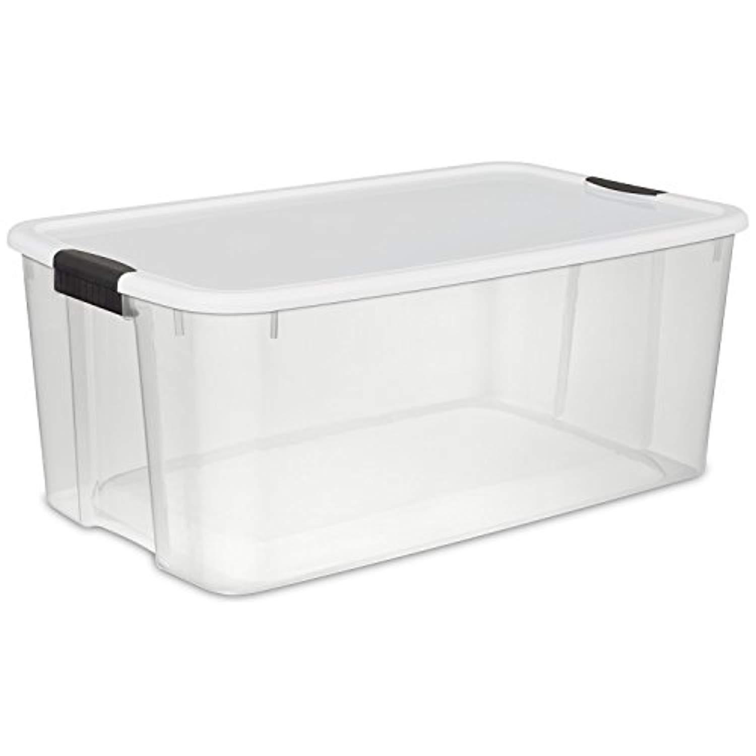 Sterilite 116 Quart/110 Liter Ultra Latch Box, Clear with a White Lid –  Wholesale Home
