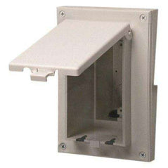Arlington DBVR141W-1 Low Profile IN BOX Electrical Box with Weatherproof Cover for Retrofit Siding Construction, 1/2-Inch Lap, Vertical, White - Wholesale Home Improvement Products