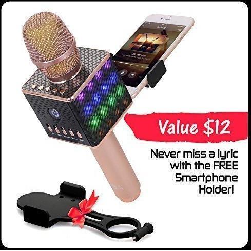 Bluetooth Karaoke Microphone with LED Lights, Portable Handheld Karaoke  Microphone Speaker Gold 