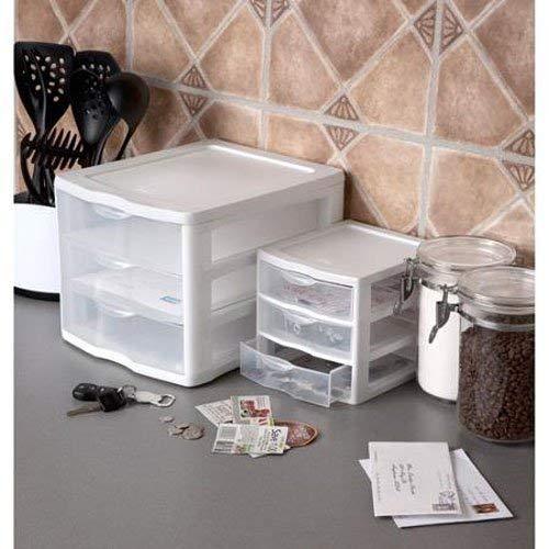 Sterilite Small Compact Countertop 3 Drawer Desktop Storage Unit (18 Pack)