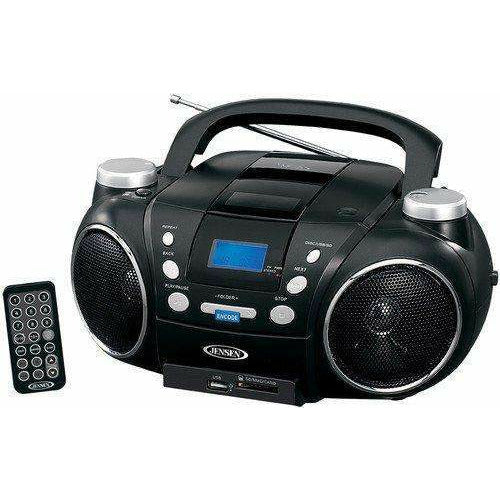 JENSEN Portable Boombox/Stereo Cassette Recorder & CD Player with AM/FM  Radio, Black