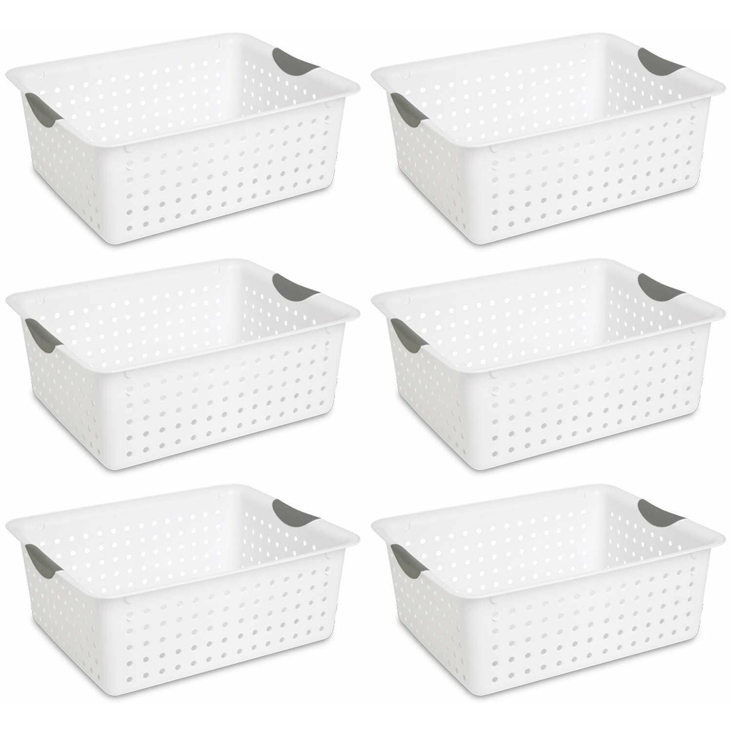 Sterilite Large Ultra Plastic Storage Baskets w/ Handles, White, 30 Pack 