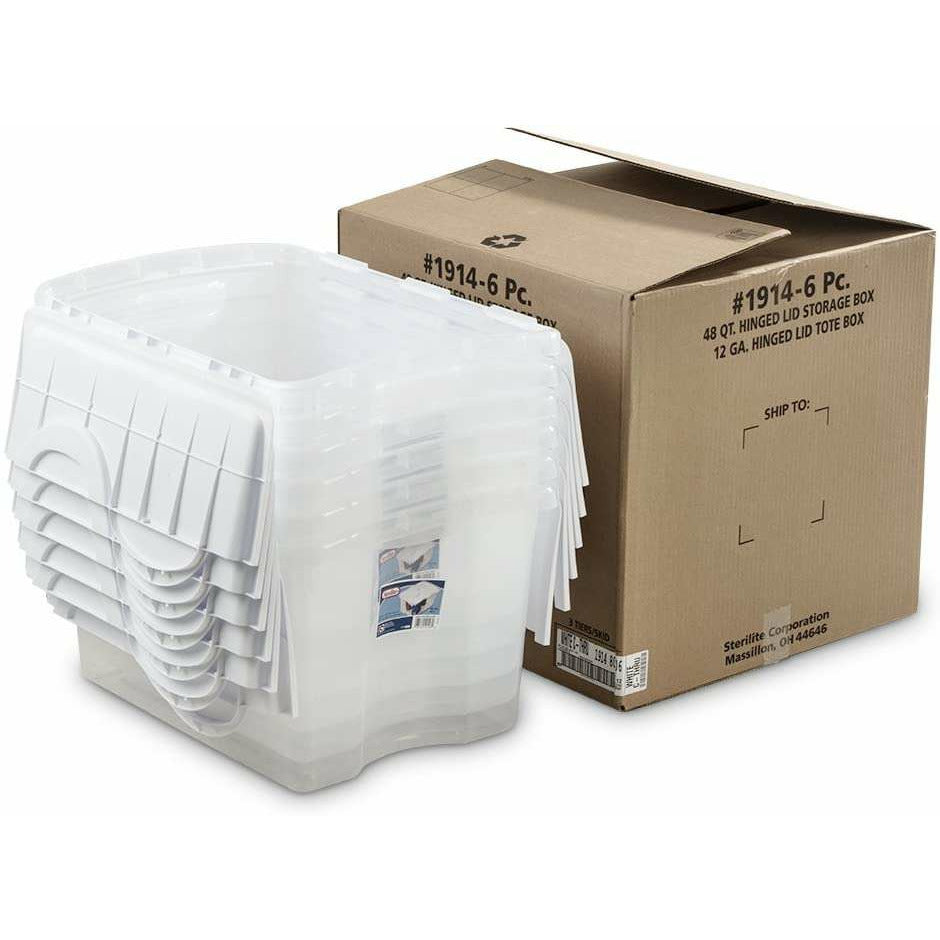 Sterilite 19849806 18 Quart/17 Liter Ultra Latch Box, Clear with A White Lid