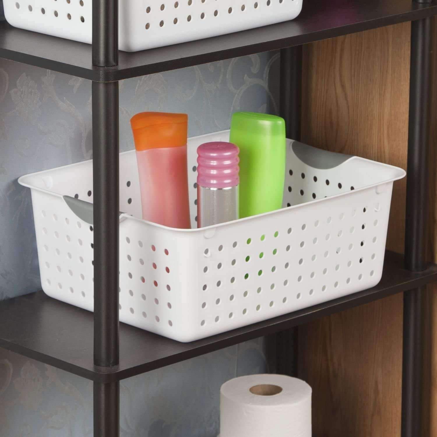 Sterilite Medium Ultra Plastic Storage Organizer Basket White 6 Pack 16248006