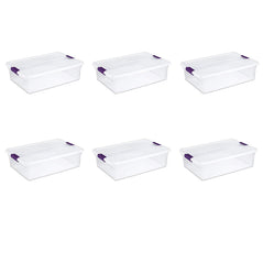 Sterilite 32 Quart/30 Liter ClearView Latch Box, Clear with Sweet Plum Latches, 6-Pack - Wholesale Home Improvement Products