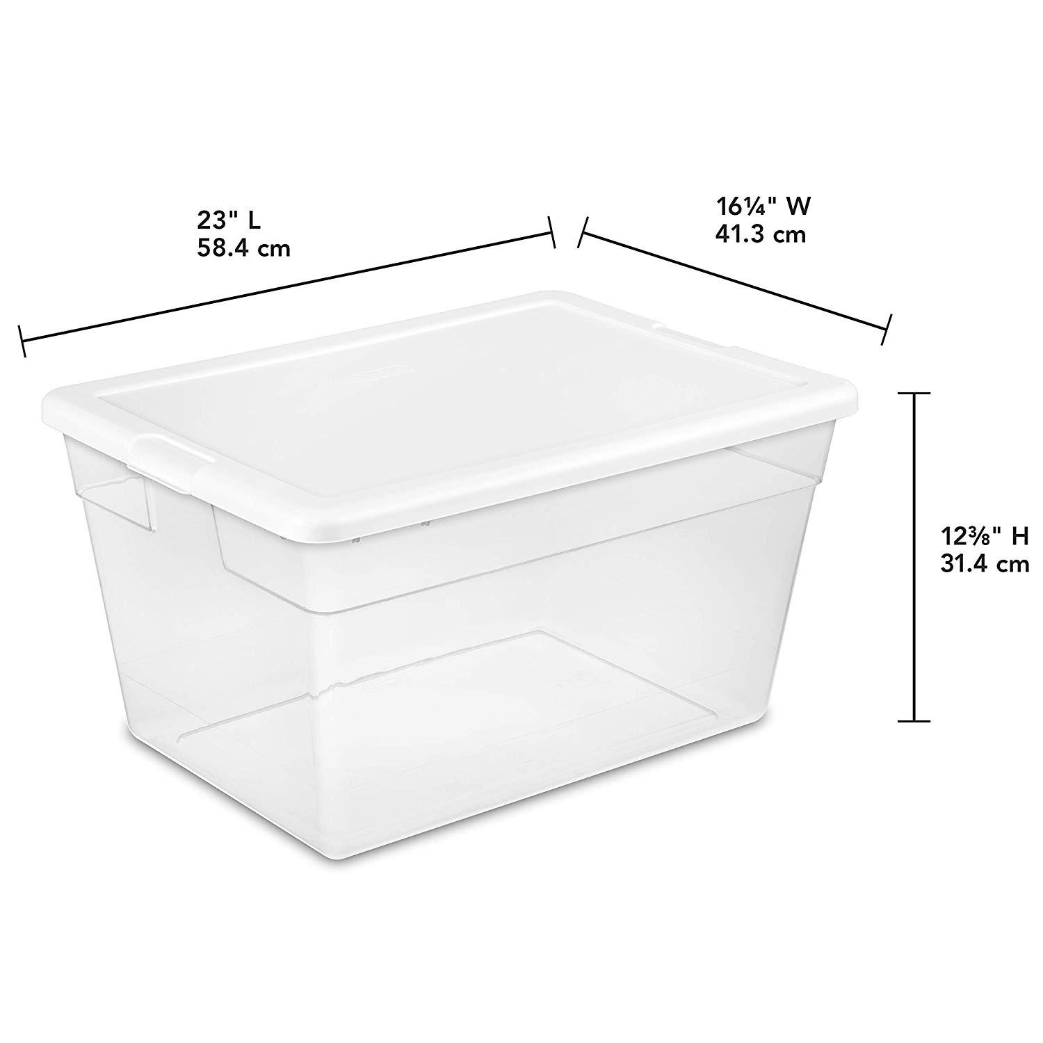 8 Pack Sterilite Lidded 56 qt Clear Bin Home Storage Box Totes Container White