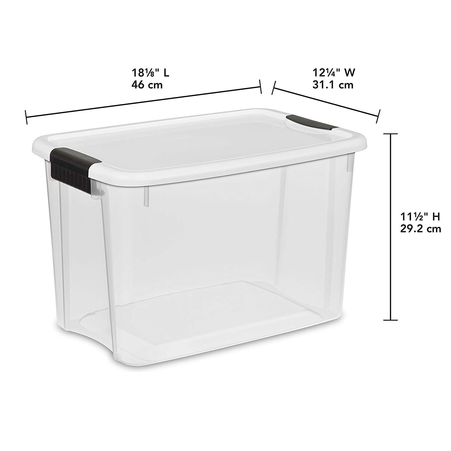 QRInnovations 6 Pack 46 qt Latch Box Plastic Totes Clear Storage Containers Bin Latching Lids