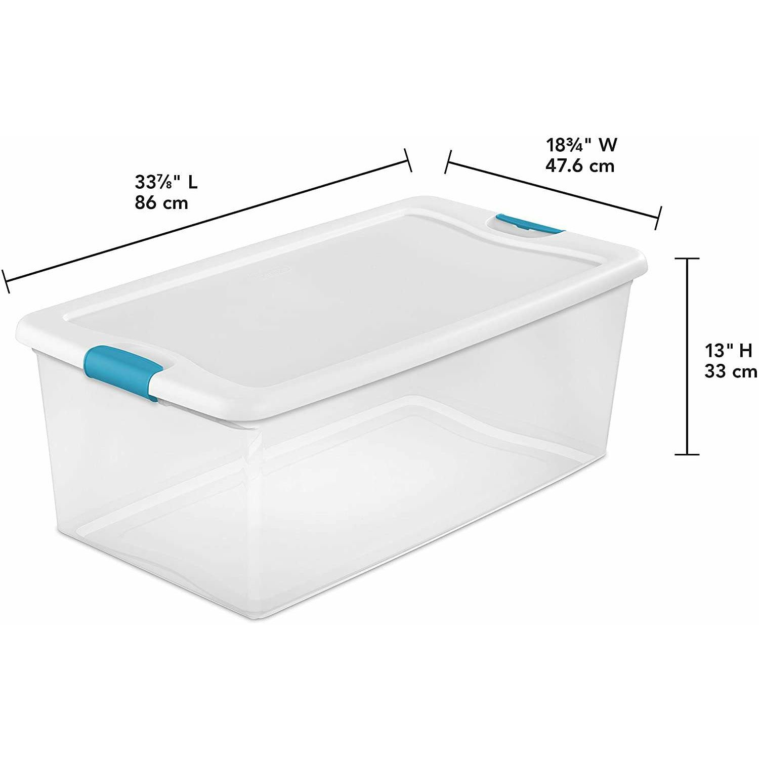 Sterilite - 106 Quart Clear Plastic Latching Lid Storage Tote Container, 4 Pack