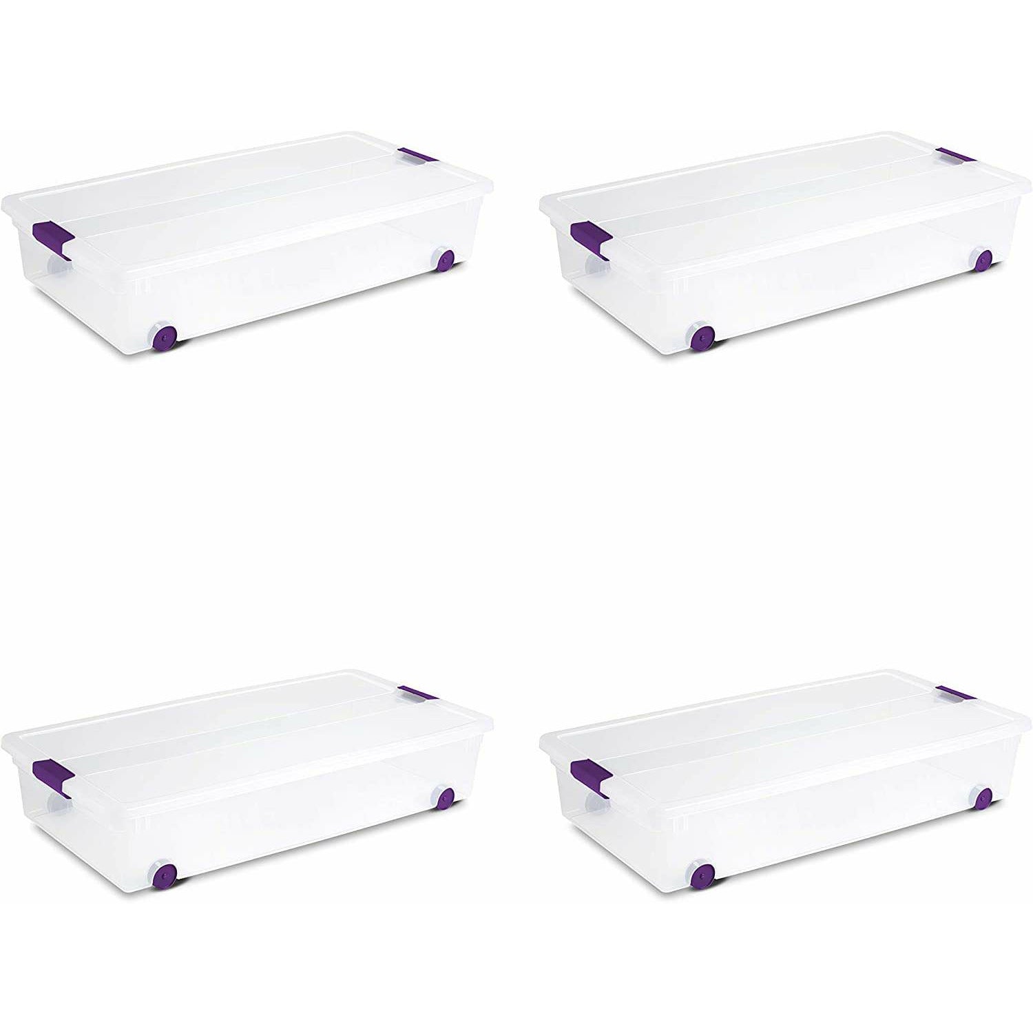 Sterilite 60 qt Clearview Latch Lid Wheeled Underbed Box (4 Pack)