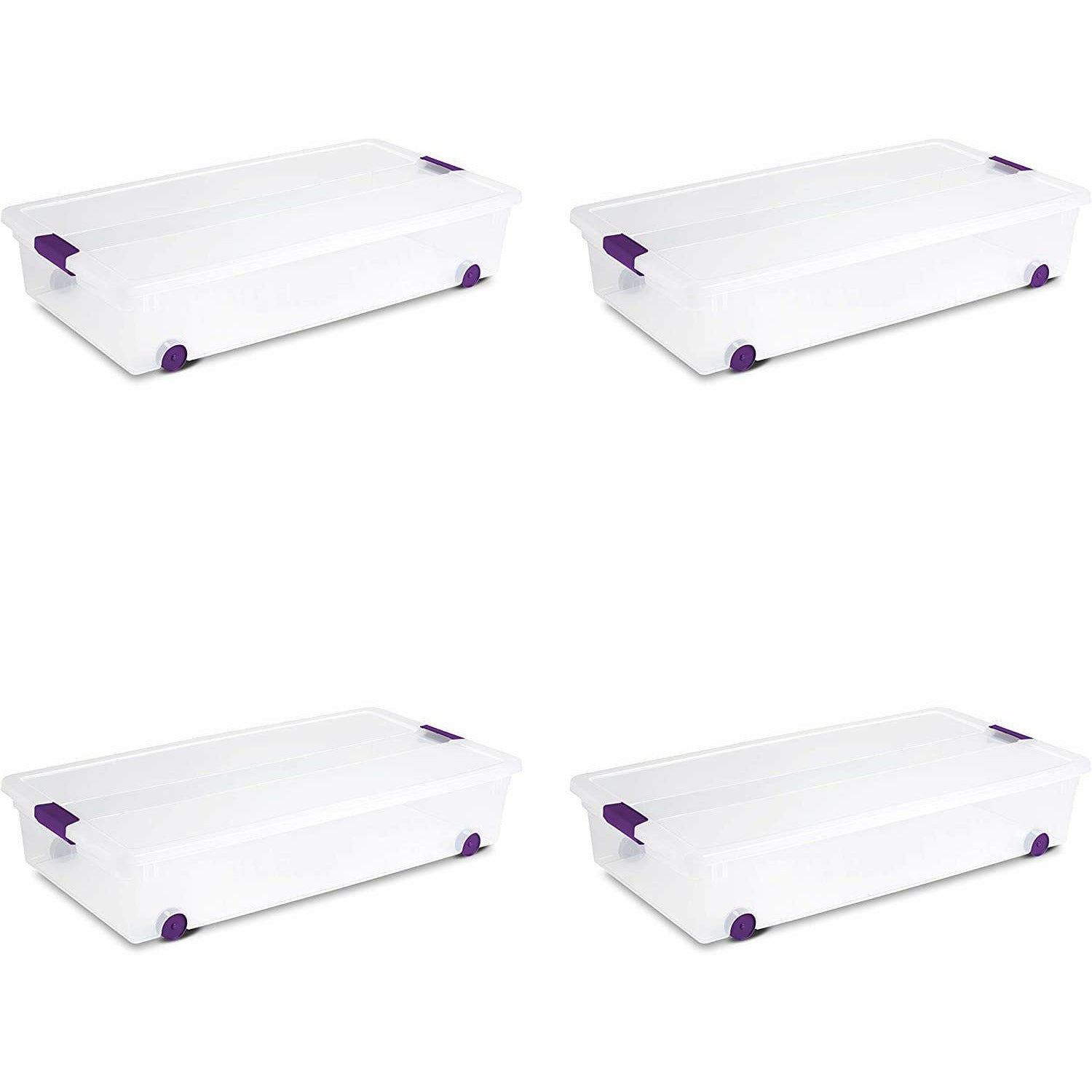 Sterilite 60 Qt ClearView Latch Wheeled Underbed Stackable Storage Box, 4  Pack, 4pk - Food 4 Less