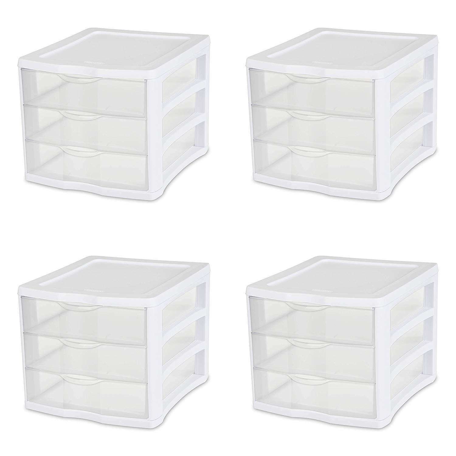 Sterilite Small 5 Drawer Storage Unit, Clear/White