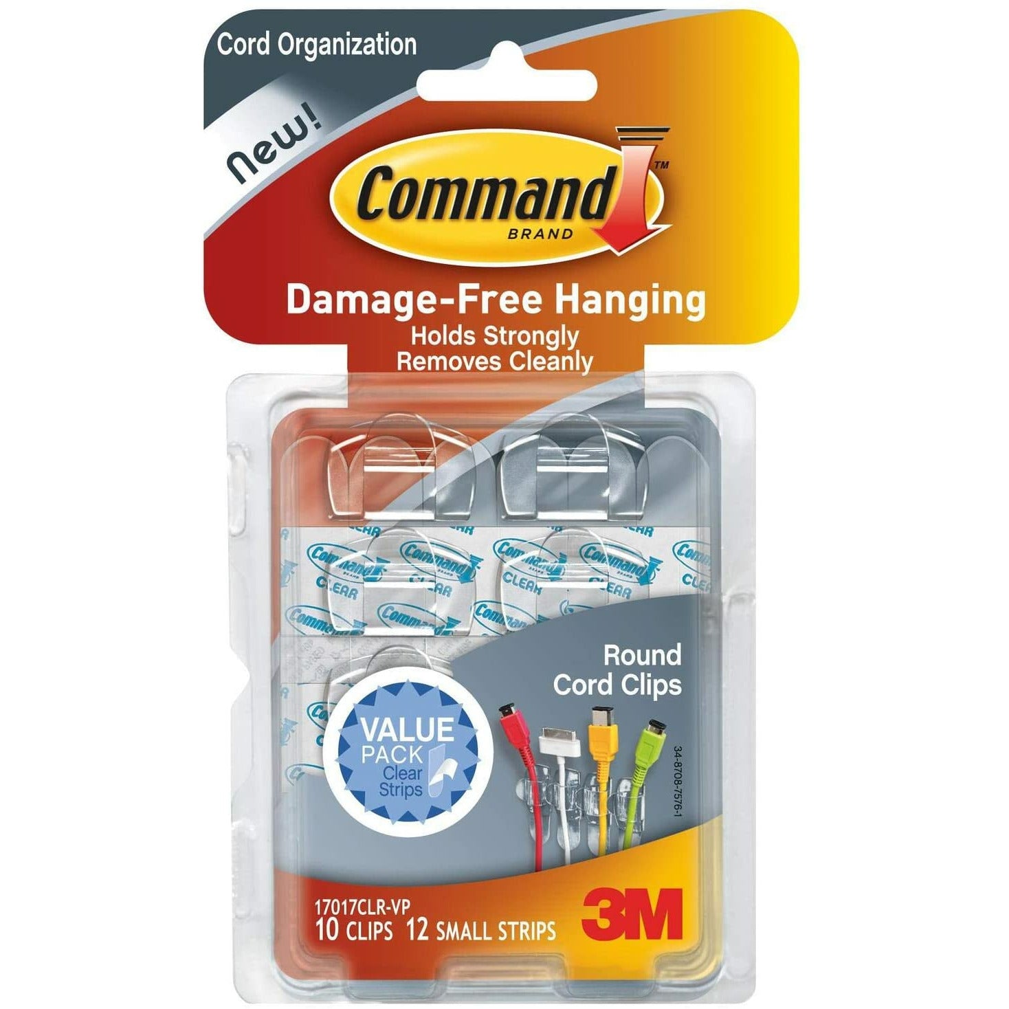 Command Round Cord Clips Clear 10-clips 17017CLR-10ES