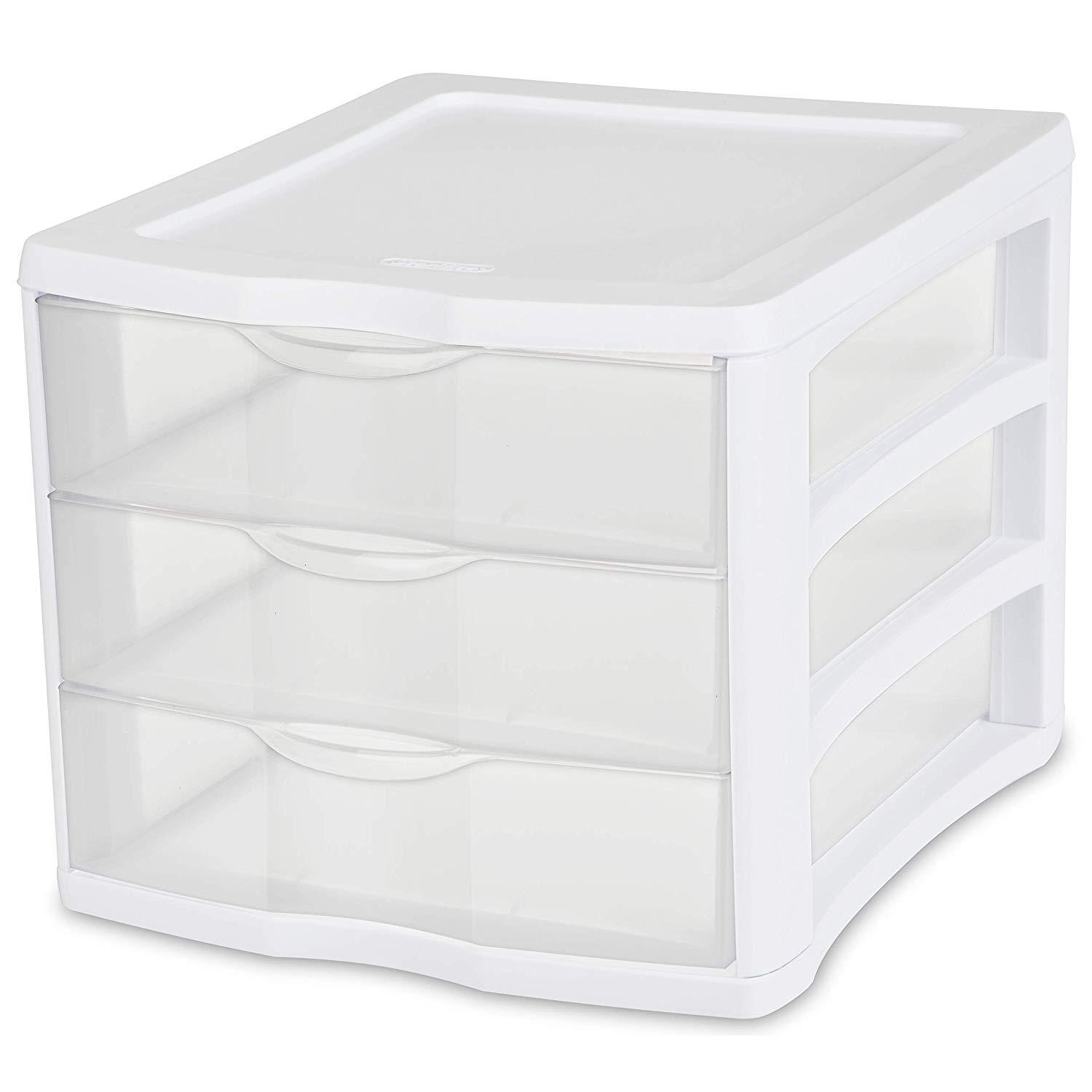 Sterilite 17918004 3 Drawer Unit, White Frame with Clear Drawers, 4-Pack–  Wholesale Home