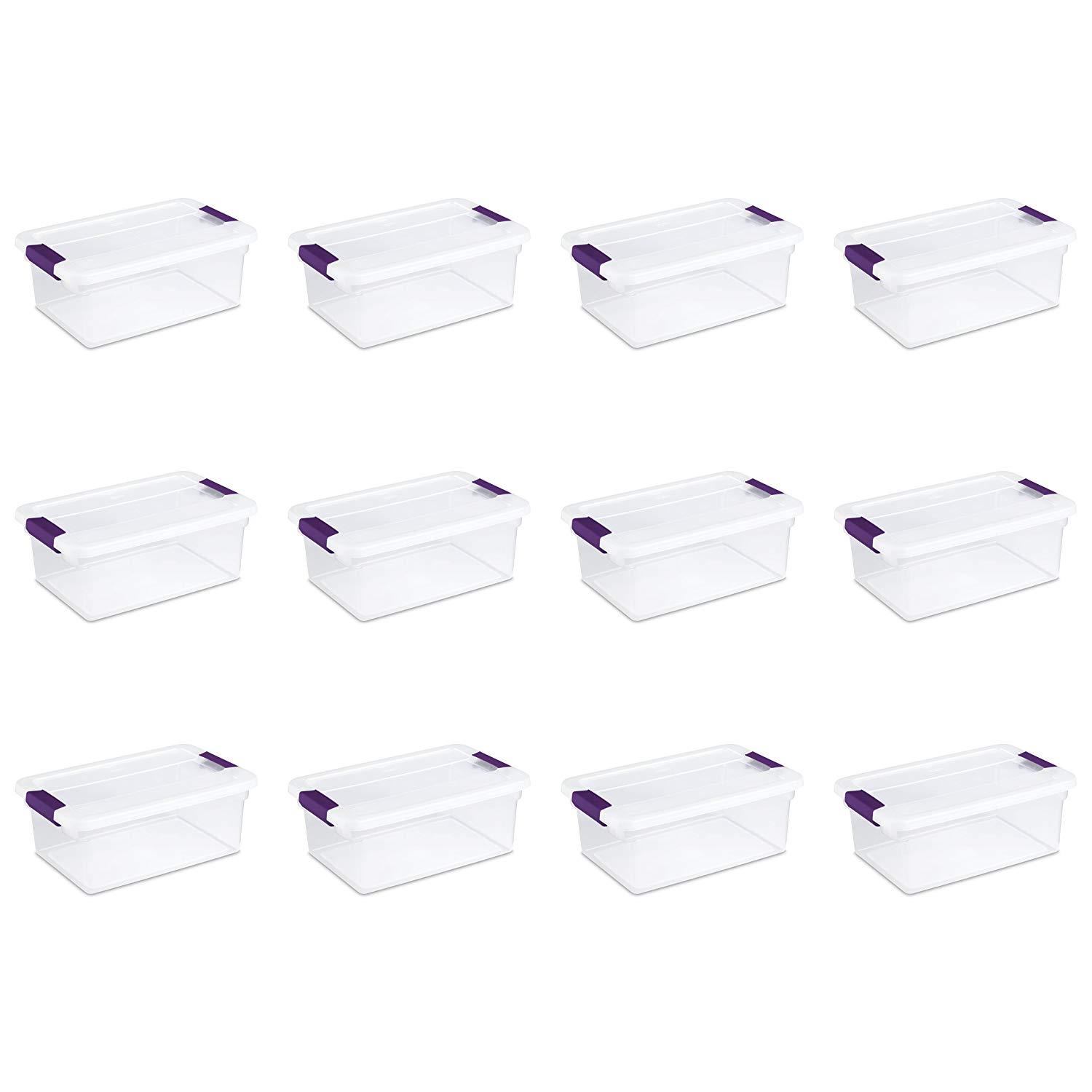 Sterilite 15qt Clear View Storage Bin with Latch Purple