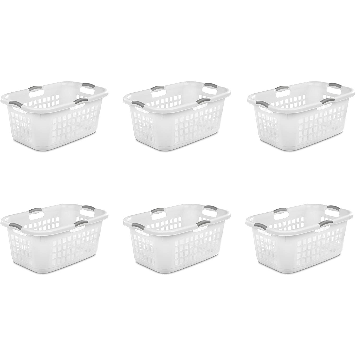 Sterilite 2.7 Bushel Jumbo Plastic Laundry Baskets, White, 2 Pack, Size: 26 3/4 inch Large x 20 inch W x 15 7/8 inch H