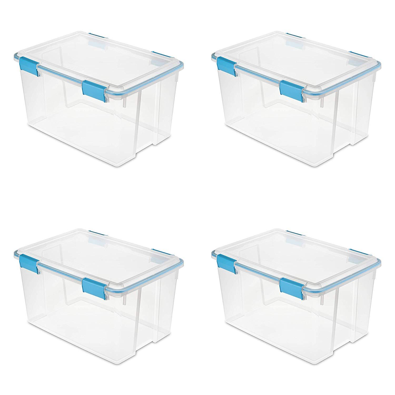 Sterilite 12 Qt Plastic Storage Bin Container Gasket Sealed Box, (6 Pack) 