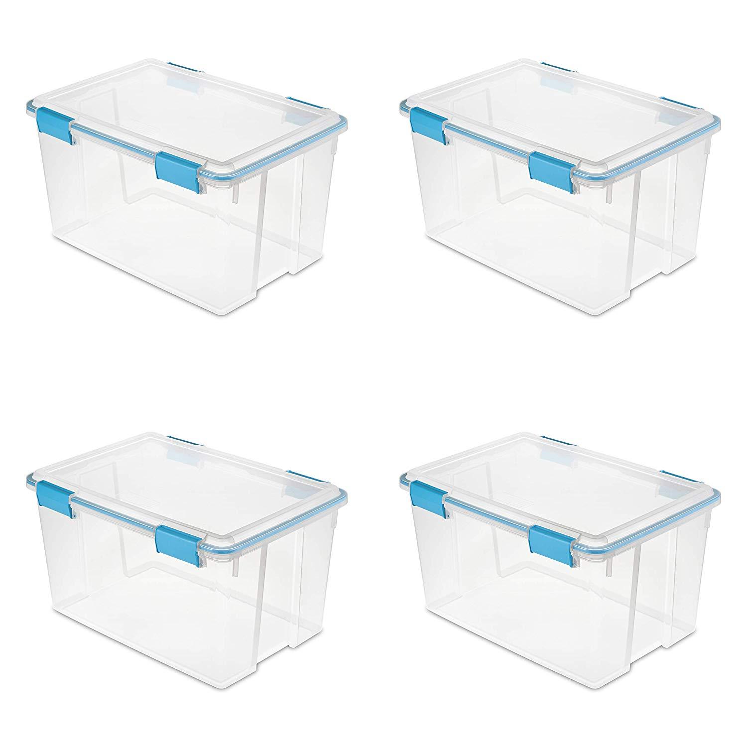 Sterilite 80 Quart Gasket Box Storage Bin w/ Lid & Latches, Clear (16 Pack)