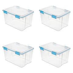 Sterilite 54 Quart/51 Liter Gasket Box, Clear with Blue Aquarium Latches and Gasket, 4-Pack - Wholesale Home Improvement Products