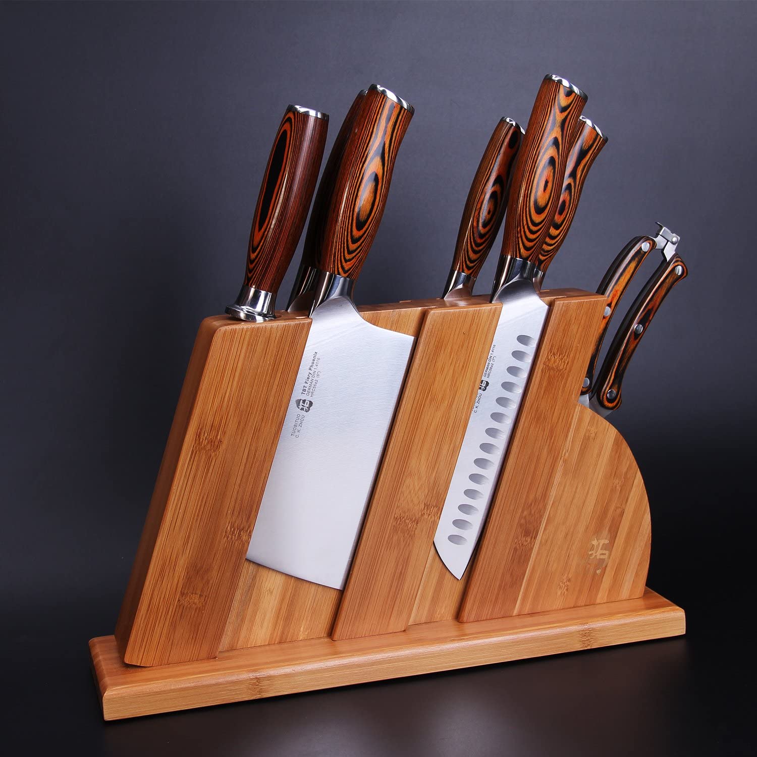 TUO Knife Block Set - 7 piece Kitchen Knife Set with Wooden Block, Kitchen  Ch