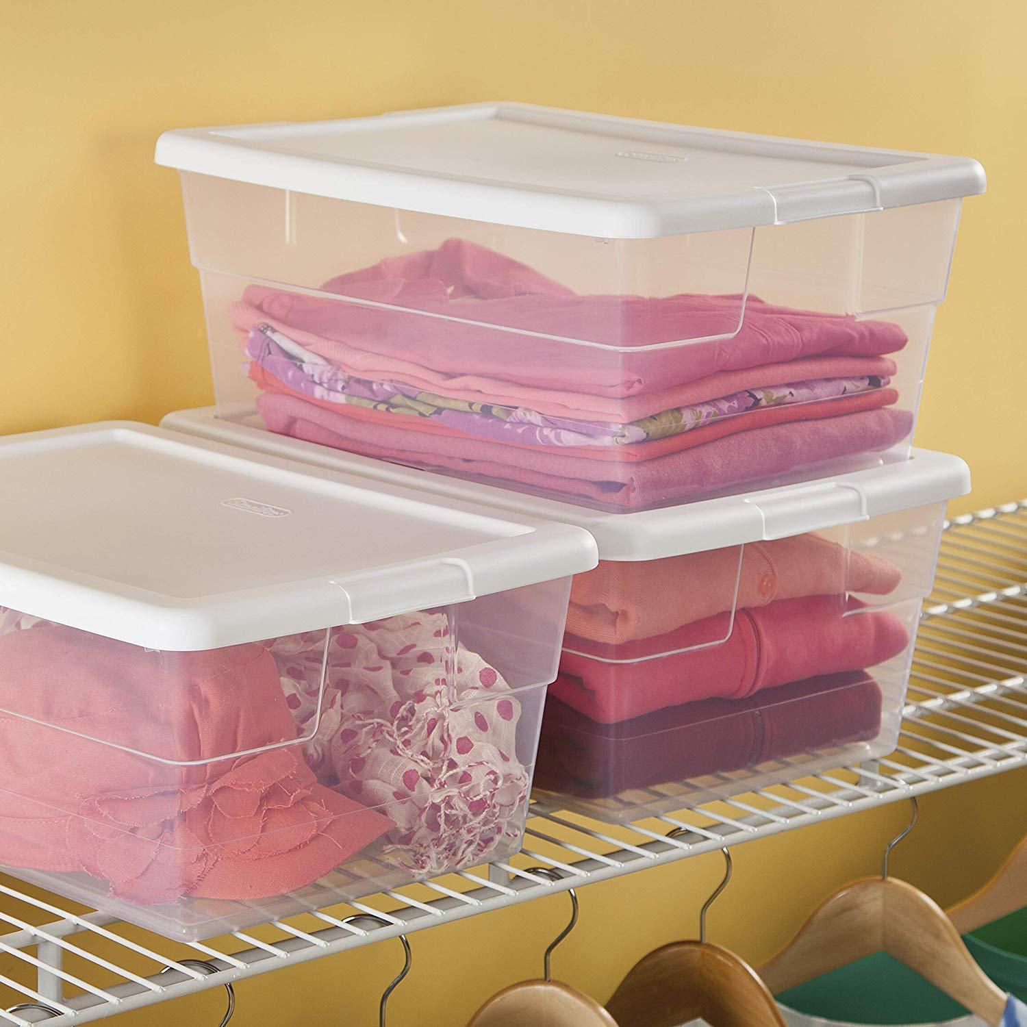 Sterilite 16 Qt Clear Stacking Storage Drawer Container (6 Pack) + 6 Qt (6  Pack)