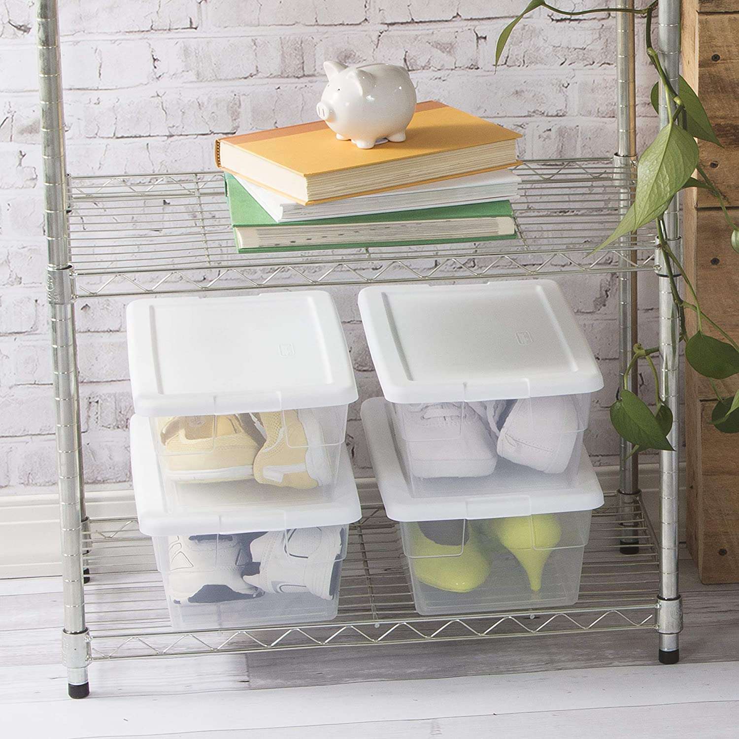 Sterilite 5.7 Qt. Large Plastic Stackable Storage Bin w/Clear