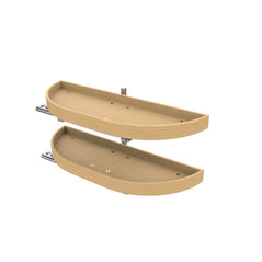 Rev-A-Shelf 4WLS882-32-570 wood half moon lazy susans, 2-tier blind corner organizer with rotating shelves for kitchen storage.