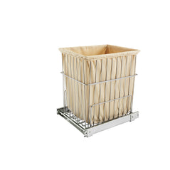 Rev-A-Shelf pull-out wire hamper HRV-1520 S CR with sturdy metal frame and handle, designed for kitchen or laundry storage.