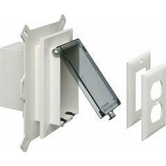 Arlington DBVS1C Low Profile IN BOX Recessed Outlet Box Wall Plate Kit, Vertical, 1-Gang