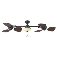 Harbor Breeze Twin breeze II 74-in Oil-Rubbed Bronze Indoor/Outdoor Ceiling Fan with Light Kit - Wholesale Home Improvement Products