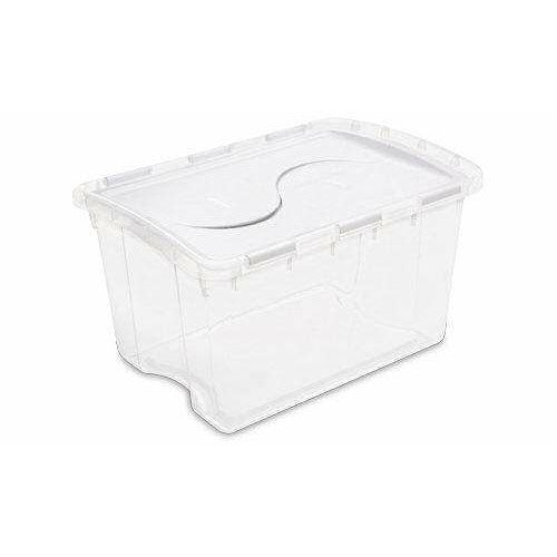 Sterilite 19849806 18 Quart/17 Liter Ultra Latch Box, Clear with A White Lid