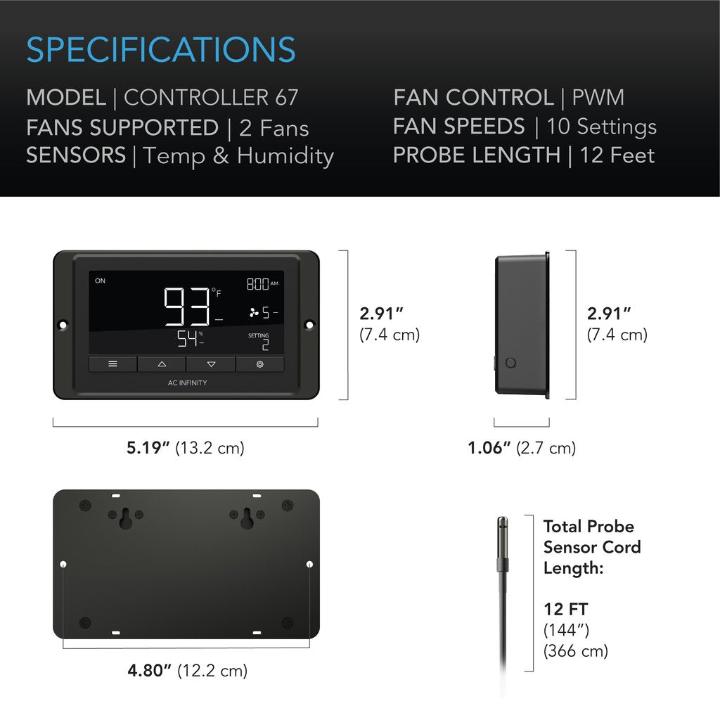 AC Infinity Controller 75, Smart Outlet Controller, with Temperature,  Humidity, Timer, Cycle, Schedule Controls, Desktop Digital Thermostat for  Heat