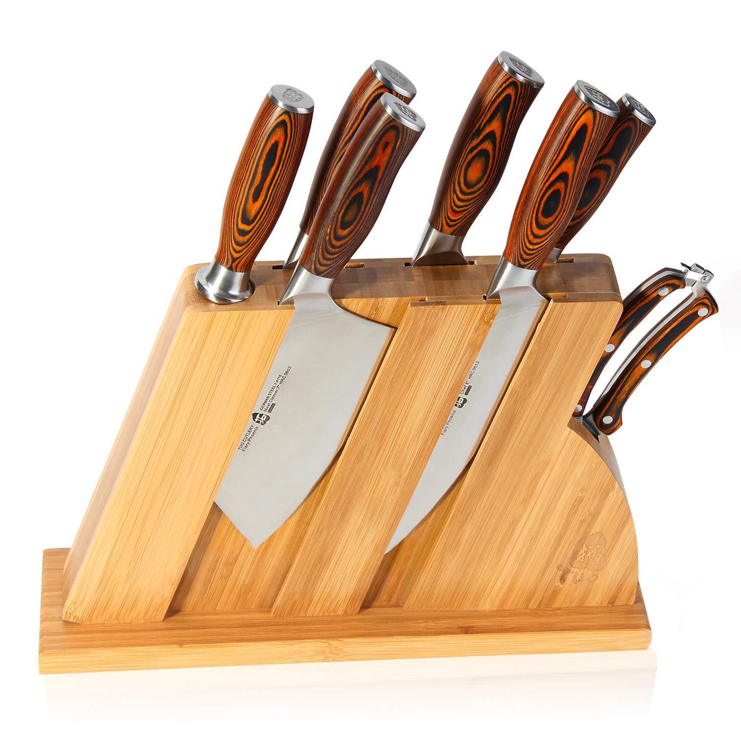 TUO 8 Pcs Chef Knife Set - Professional Knife Block Set Sharpener Steel,  Germ