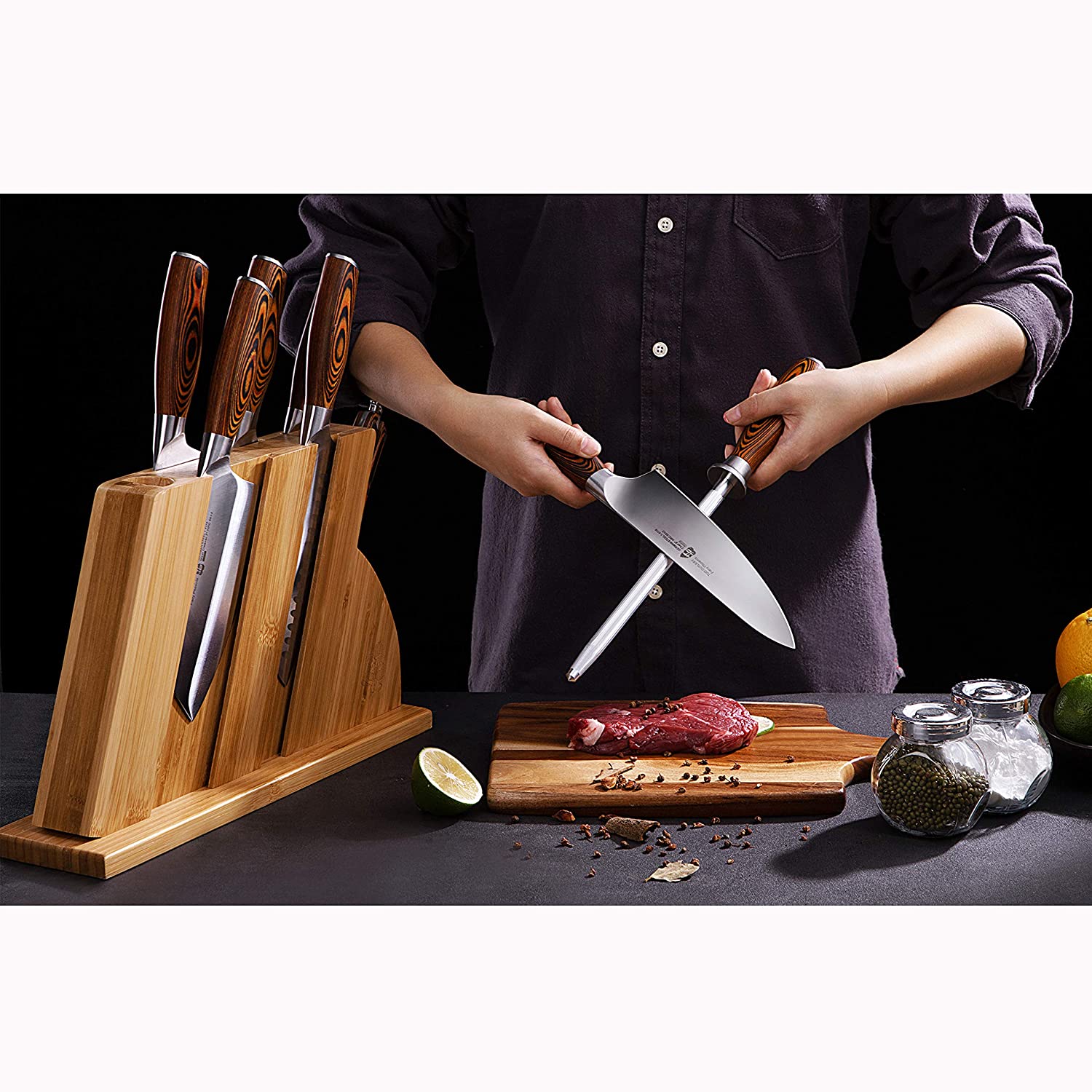 8pcs Kitchen Knives Set Stainless Steel Sharp Japanese Chef Knife Cook  Cleaver