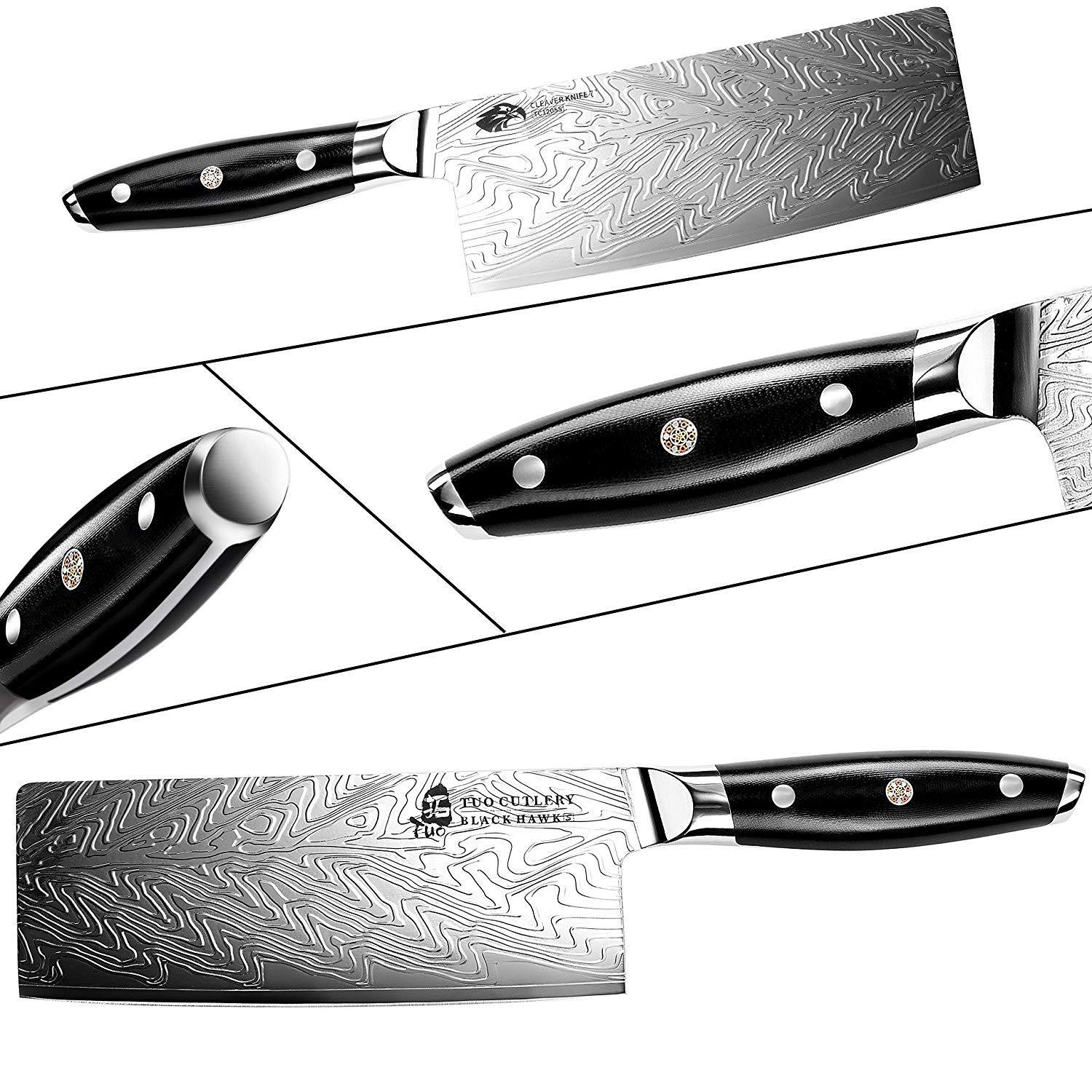 TUO Santoku Knife 5.5- Asian Chefs Knife Japanese Cleaver Black Titanium  Plated Blade Kitchen Small Knife