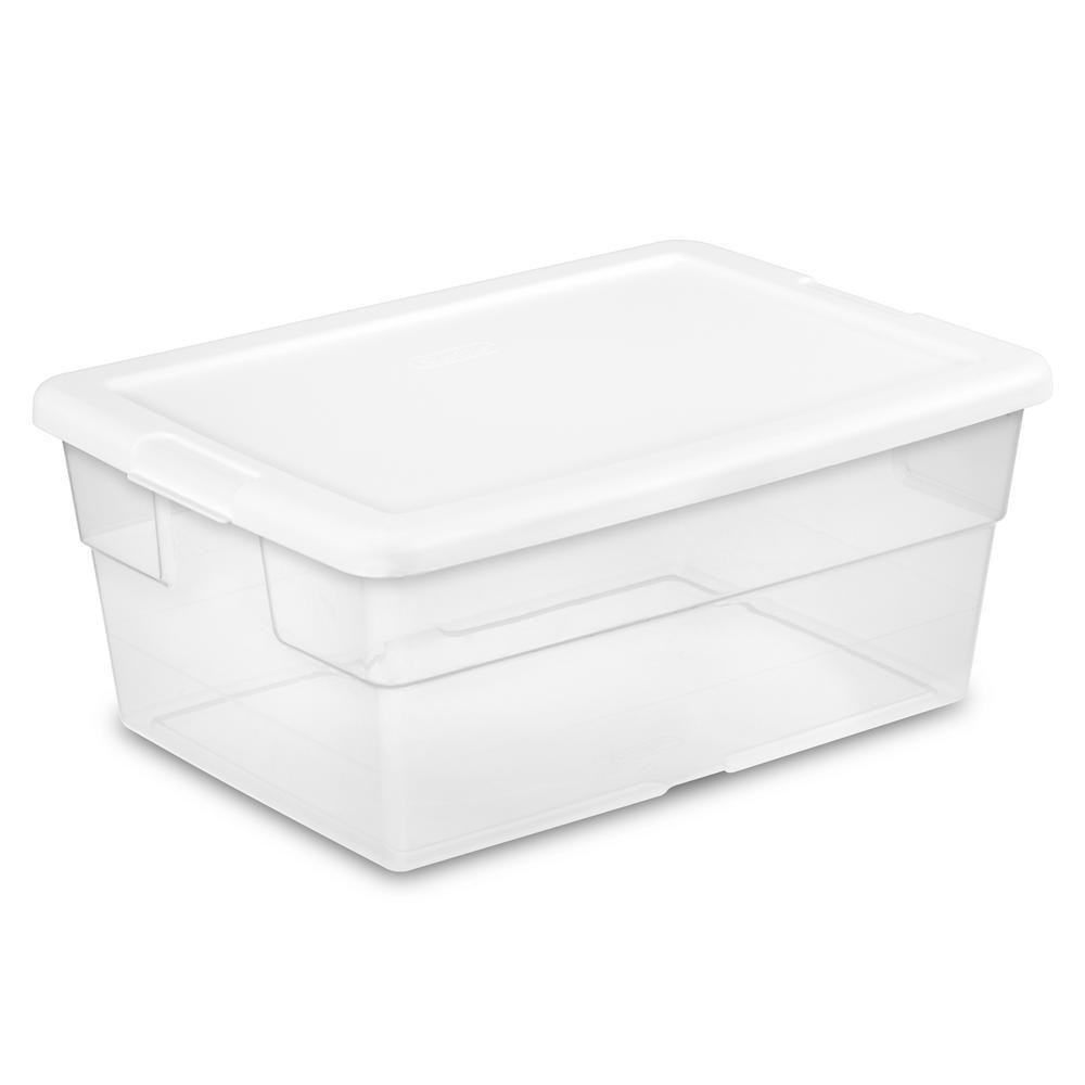 Wholesale Sterilite Storage Box w/Lid - 16qt CLEAR/WHITE